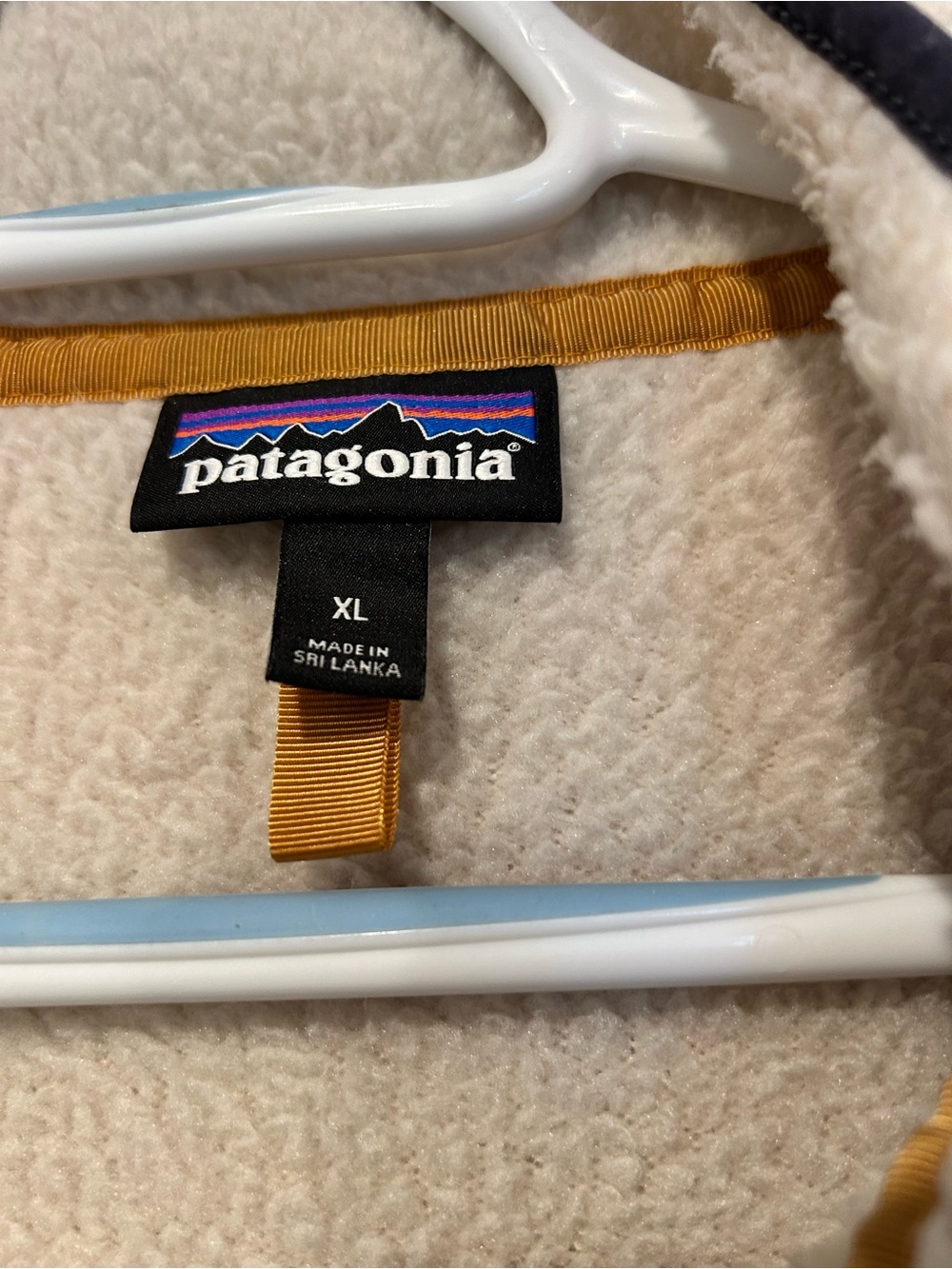 Patagonia Cream Sherpa Half-Zip Pullover with Gold Trim - Picture 2 of 2